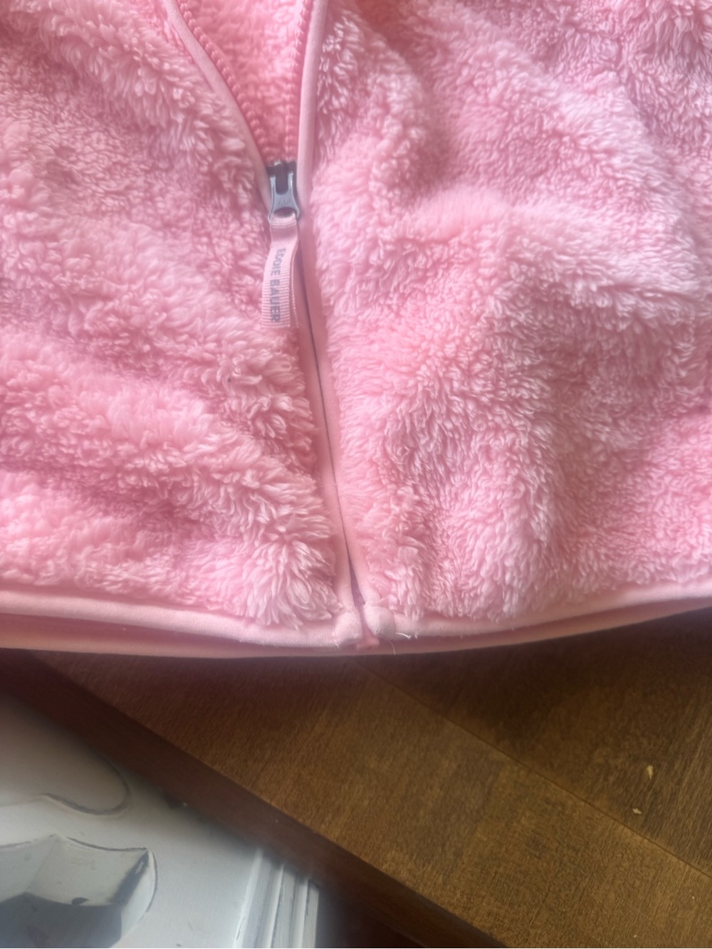 Eddie Bauer Girls Pink Plush Sherpa Hoodie with Half-Zip - Picture 7 of 8